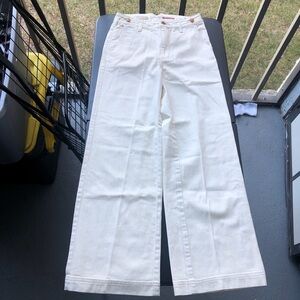 Pilcro by anthropology Cream high rise wide leg jeans